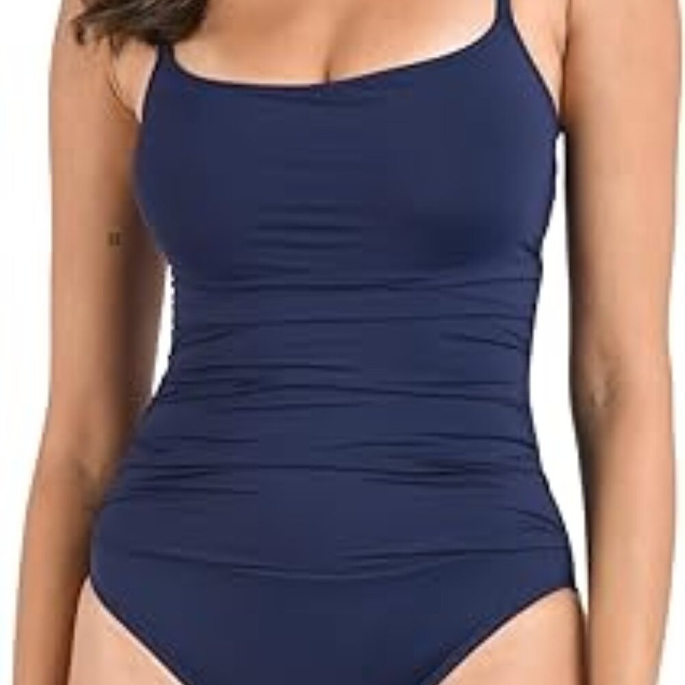 NWT La Blanca Women's Island Goddess Shirred Side One Piece Swimsuit Size: 12